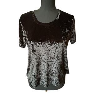 Madison & Berkeley Black Crushed Velvet Short Sleeve Blouse Women’s Size Small